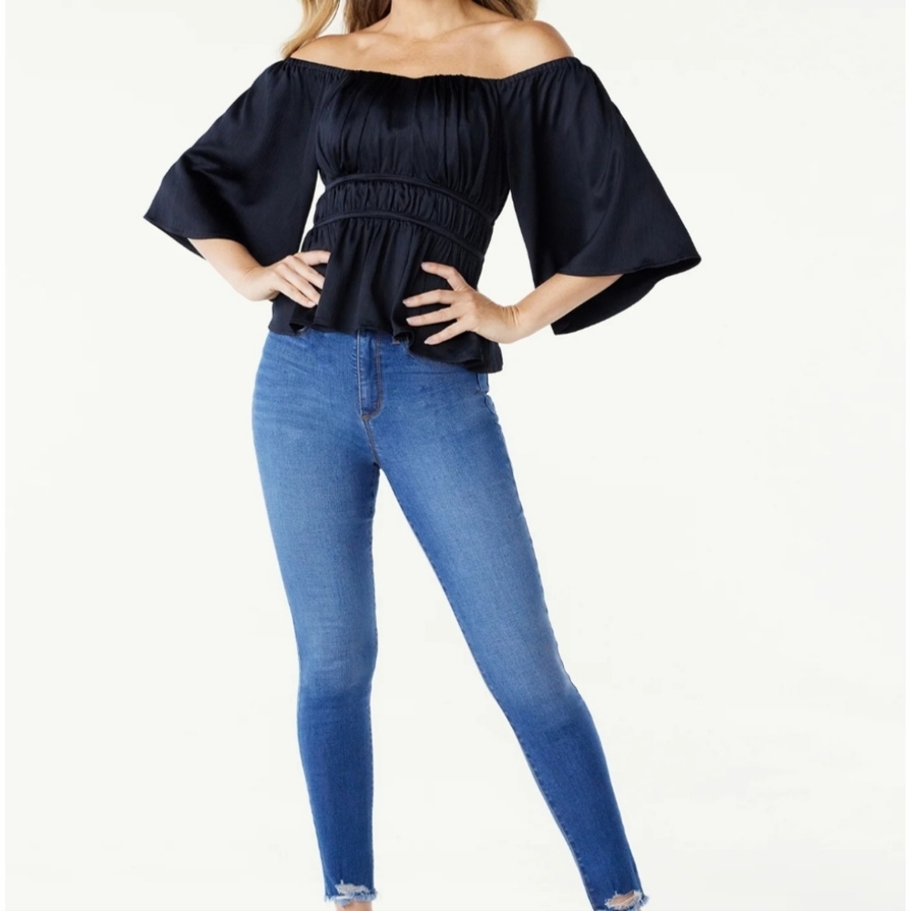 Sofia by Sofia Vergara Black Off-Shoulder Blouse - Size L